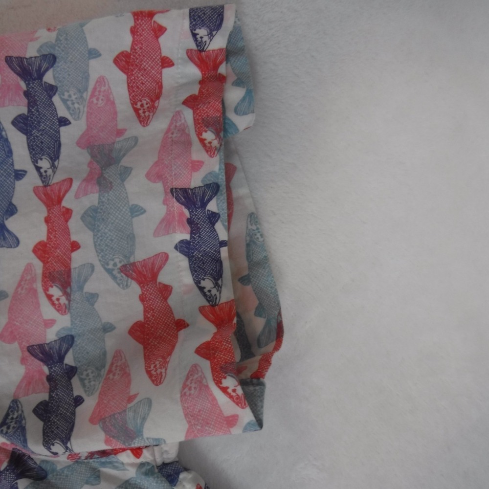 J.CREW Shirt Boy's Large Slim Fit Short Sleeve Button Down All Over Fish Print - Picture 10 of 11